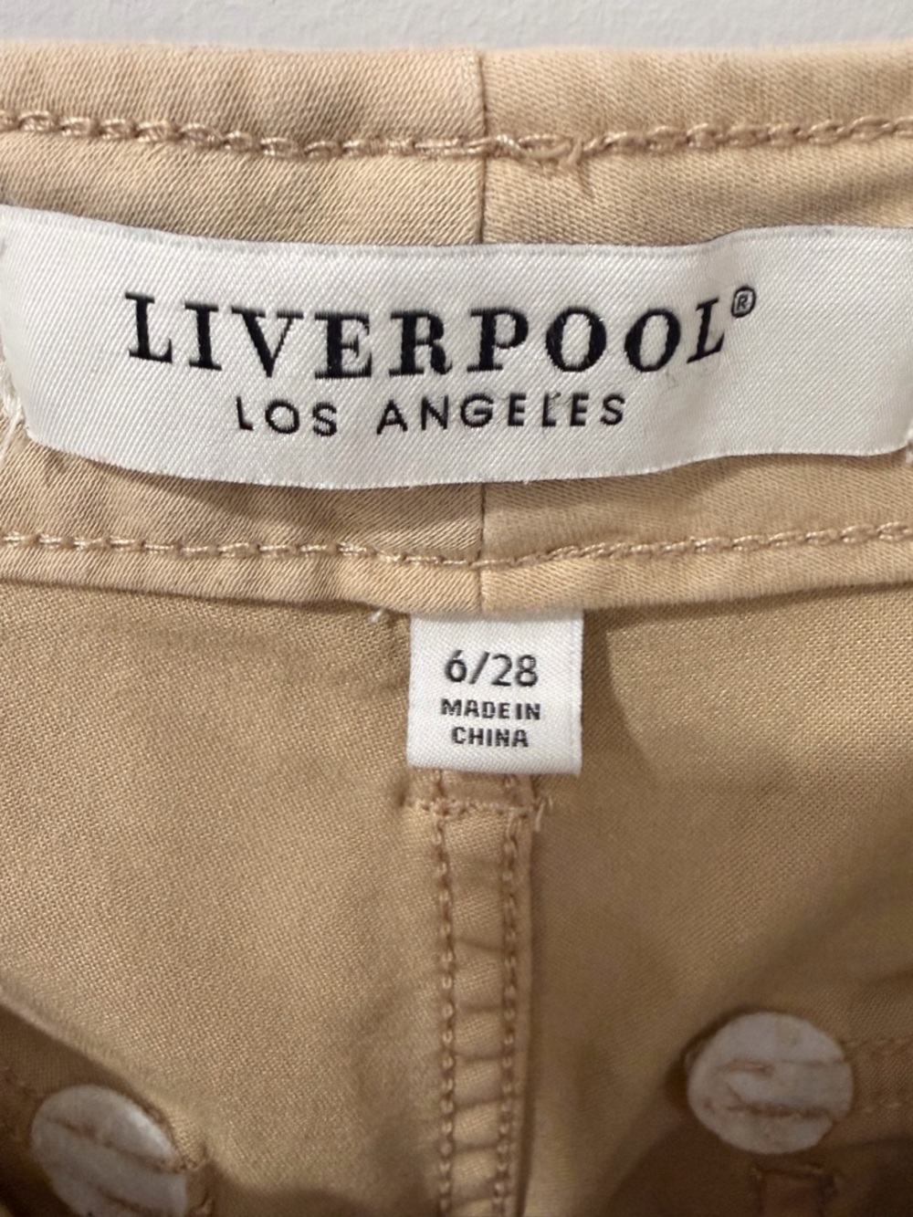 Liverpool Los Angeles Wide Leg Crop Mid Rise Cargo Pants Tan Size 6/28 - Picture 5 of 13